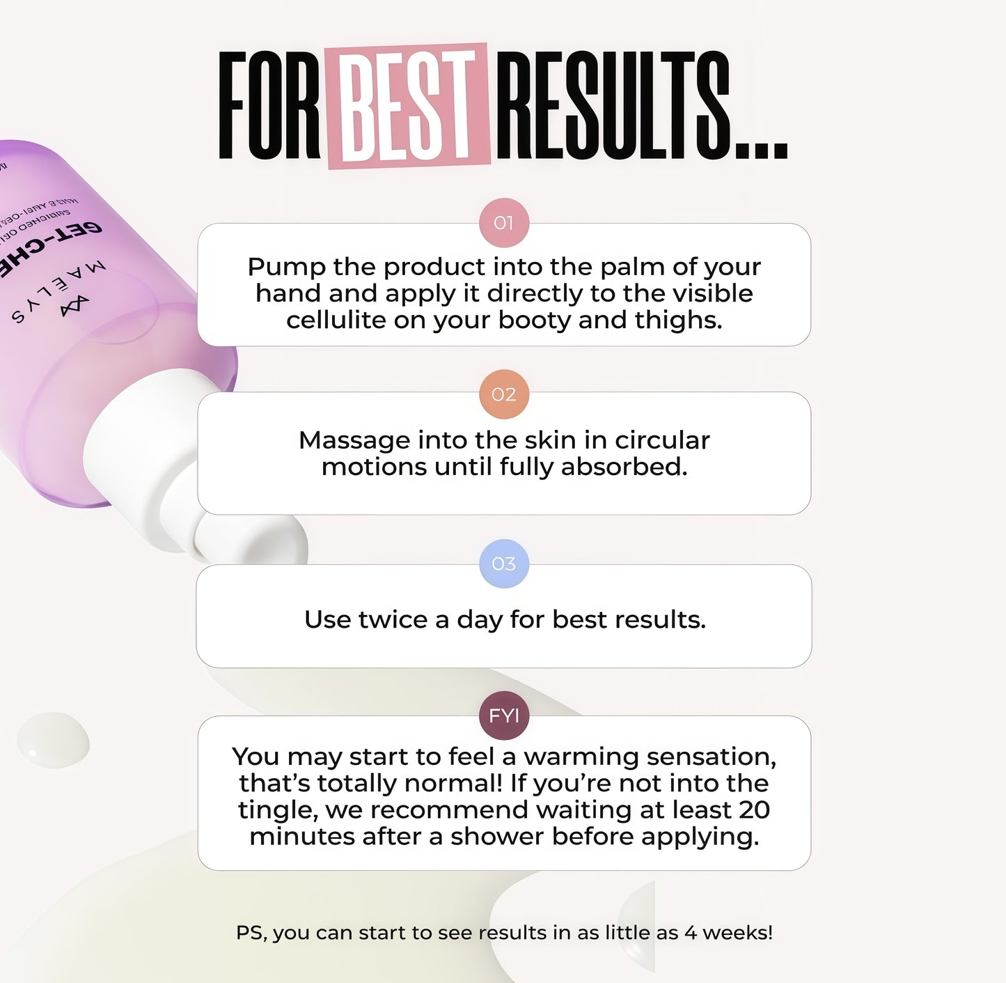 MAELYS Cosmetics GET-CHEEKYEnriched Cellulite Oil -Shea Butter &Vitamin E Target the Look of Fatty Skin& Reduce The Appearance Of Cellulite