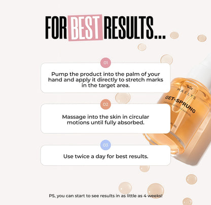 MAELYS Cosmetics GET-SPRUNGEnriched Stretch Mark Oil - Body Oil forStretch Marks-Fades Appearance &Reduces Visible Intensity